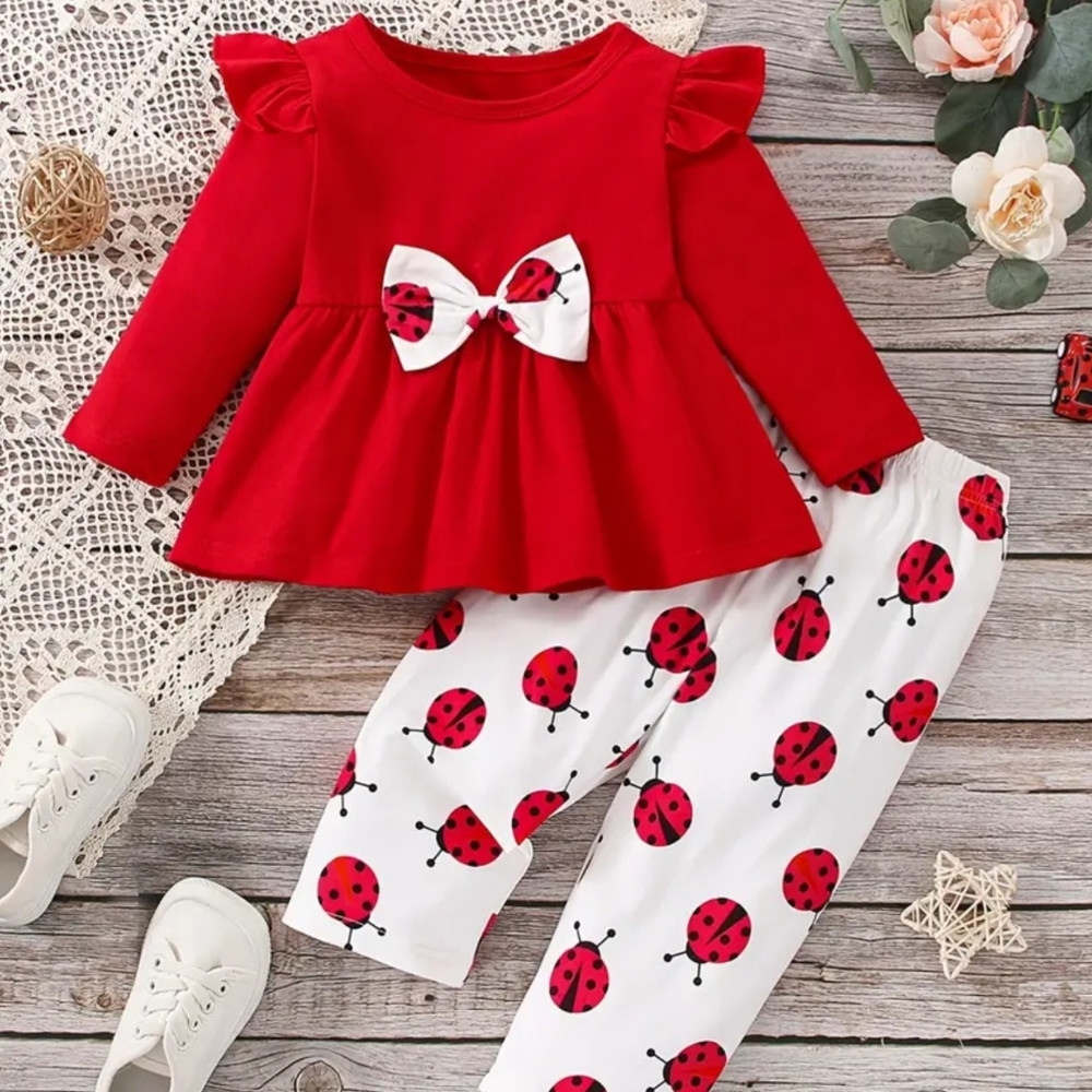 Girls Red White Ladybug 2pc Set NWT